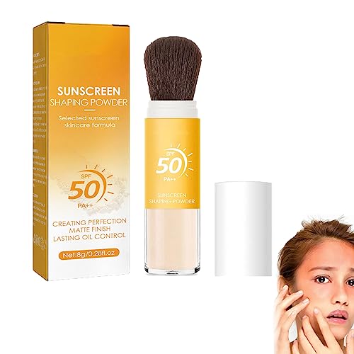 Mineral Sunscreen Setting Powder,Mineral Translucent Sunscreen Powder Brush, Spf 50, Long-Lasting Makeup-Free Sunscreen Setting Powder,For All Skin (1PC) von KLOUYHTY