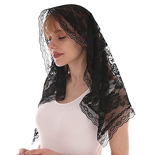 KLOVA Spitze Schal Mantilla Schleier Leichte Quaste Schal Fashion Floral Schals und Wraps für Frauen Latin Mass Schleier für Braut for von KLOVA