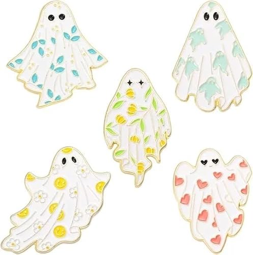 5 Pieces Cute Ghost Emaille Brosche Pin Jacke Revers Pin Kleidung Tasche Zubehör Frauen Mädchen Jungen Jungen von KLUFO