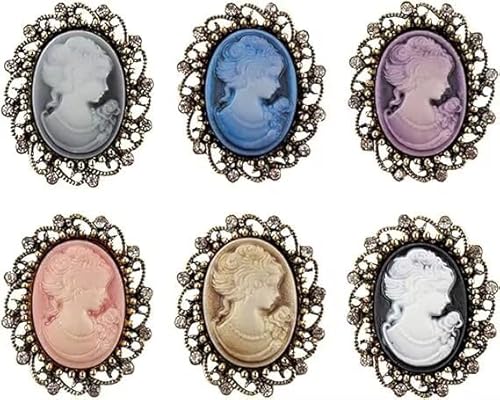 6 Pcs 6 Farben Cameo Brosche, elegante Cameo Brosche, Vintage viktorianischen Cameo Brosche, Hochzeitstag Valentinstag Freunde und Familie Weihnachten elegantes Geschenk von KLUFO