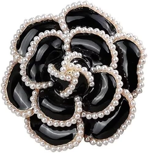 Blume Perle Brosche Pin Perlenblüte Elegante Kunst Brosche Damen Hochzeit Party Brosche Einfache Pin Schwarze Blume Brosche Anstecker Anstecknadel Hochzeit Party Brosche von KLUFO