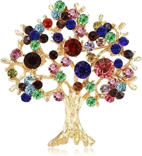 Frauen Strass Brosche, Baum des Lebens kreative Brosche, Strass Brosche, Mode Kristall Kleidung Zubehör, Schmuck Geschenke für Frauen Mädchen von KLUFO