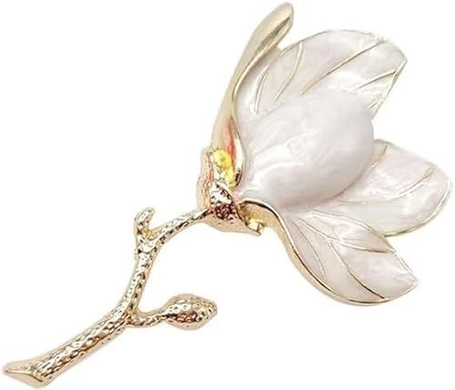 Magnolie Blume Brosche Emaille Brosche Pin Elegante Anstecknadel Schal Spange Corsage Vergoldet Schmuck Anzug Jacke Schal Clip Dekoration Geschenk für Frauen Mädchen von KLUFO