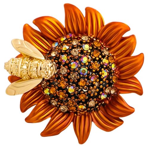 Sonnenblume Biene Brosche Pin Pin Abzeichen Kristall Biene Blume Brosche Souvenir Geschenk Dekoration Geschenk Schmuck Für Frauen Mädchen von KLUFO