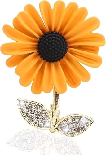 Sonnenblumen Brosche Pin Blumenbrosche Emaille Pin Elegante Goldene Sonnenblumen Brosche Strass Brosche Anstecknadel Kristall Strass Brosche Elegante Anstecknadel Damen und Mädchen Accessoires von KLUFO