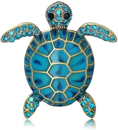 Strass Schildkröte Brosche Damen Männer Niedlich Tier Brosche Pins Blau Strass Schildkröte Tier Brosche Pins Schmuck Geschenke von KLUFO