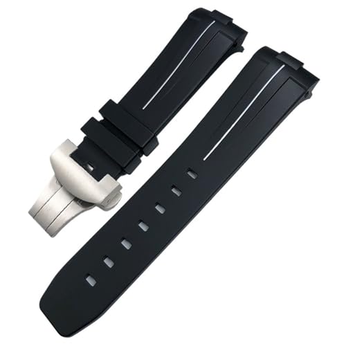 KLVN 24 mm breites Uhrenarmband aus Naturkautschuk mit gebogenem Ende für Panerai Lumor SuBMERSIBLE PAM Silikon-Uhrenarmband, wasserdicht, Schmetterlingsschnalle, 24 mm, Achat von KLVN