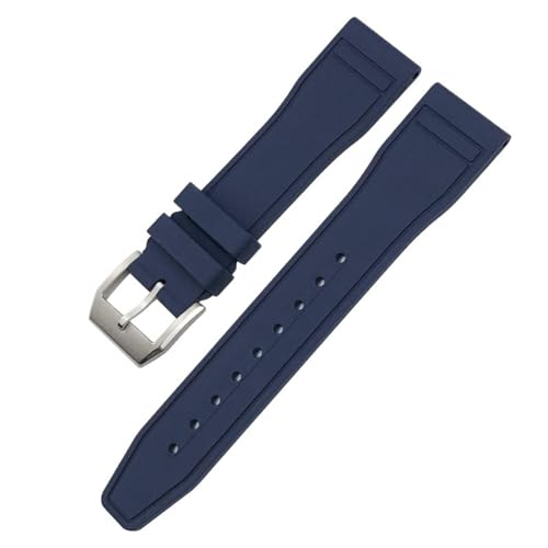 KLVN Weiches 21 mm 20 mm 22 mm Fluorkautschuk FKM Uhrenarmbänder für IWC Big Pilot Portofino Top Gun Naturkautschuk-Uhrenarmband (Farbe: dunkelblauer Stift, Größe: 22 mm) von KLVN