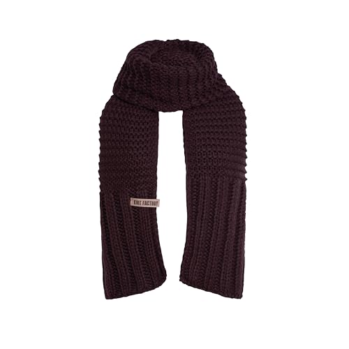 KNIT FACTORY - Alex Schal - Lange Strickschal - Mit grobmaschige Strickmuster - Aus Wolle - Für Damen und Herren - Aubergine - 200 x 45 cm von KNIT FACTORY