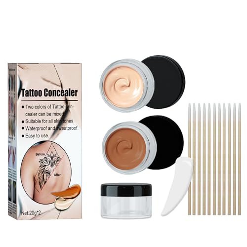 KOAHDE Tattoo Abdeckung Creme,Körper-Concealer Wasserfest,Tattoo Concealer Cream,Tattoo Cover up Makeup,Abdeck Make Up Kosmetikprodukt,Wasserdichter Make up Haut Concealer,Körper-Concealer,20G*2 von KOAHDE