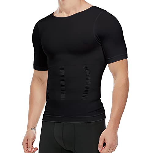 KOCLES Herren Kompressionshemd Unterhemd Slimming Tank Top Workout Weste Bauchmuskeln Slim Body Shaper - Schwarz - M (Etikettengröße L) von KOCLES