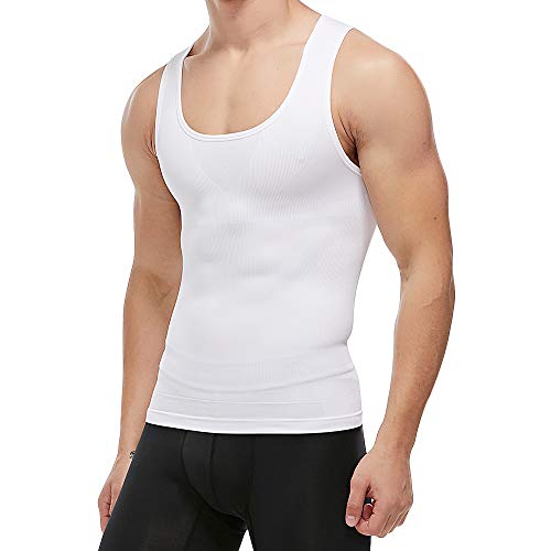 KOCLES Figurformendes Kompressions-Tanktop für Herren, figurformend, Weiß, Mittel von KOCLES