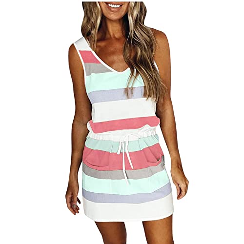 KOG Amazon Gutschein Sommerkleid Sommerkleider Damen Basic Kleid Grafik Frau Casual Strandkleider Lang Frau Freizeitkleid Hemdkleid Baumwolle Kleid Hochzeitsgast Amazon Basics Grün M von KOG