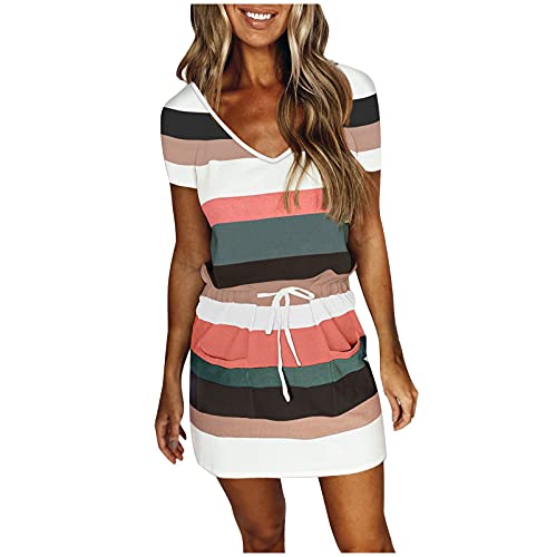 KOG Gutschein Amazon Damen Sommerkleid Sommerkleider 2024 Grafik Drucken Teenager Basic Freizeitkleid Lang Kleid Hawaii Kleid Baumwolle Kleider Hochzeitsgast Blitzangebote des Tages Grün L von KOG