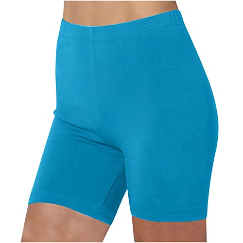 KOG Gutschein Damen Shorts Kurze Leggings High Waist Baumwolle Sommer Hosen Radlerhose Kurze Sporthose Blickdicht Sportshorts Trainingshose Gym Shorts Yoga Shorts Unterhosen Gutscheine Blau XL von KOG