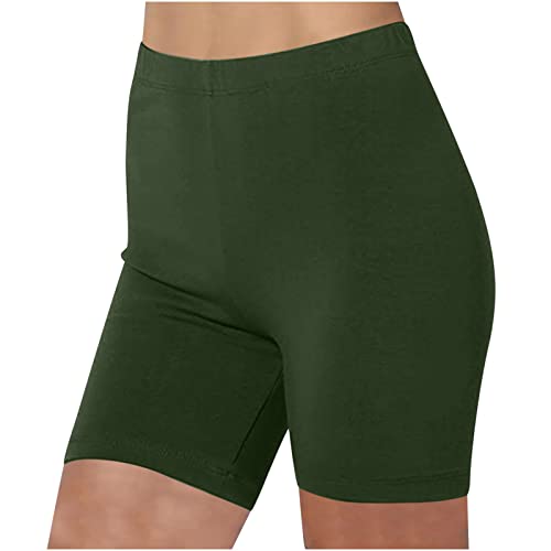 KOG Prime Damen Shorts Kurze Leggings High Waist Baumwolle Sommer Hosen Radlerhose Kurze Sporthose Blickdicht Sportshorts Trainingshose Gym Shorts Yoga Shorts Unterhosen Armeegrün L von KOG