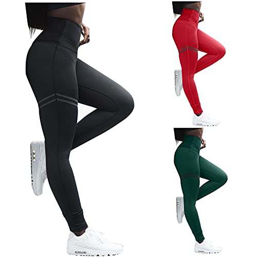 KOG Sale Damen Leggings für Damen High Waist Leggins Elegante Sportleggings Sexy Laufhose Female Jogginghosen Mode Motiv Outdoorhose Blickdichte Kurzgröße Yogahose Gutschein Schwarz L von KOG