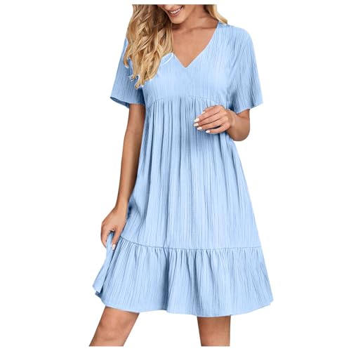 KOG Sommerkleider Sommerkleid für Damen 2025 Boho-Kleid Einfarbige Frauen Sommer Kleidung Amazon Blusenkleid Lang Teenager Umstandskleidung Baumwolle Kleider Hochzeitsgast Gutscheine Hellblau XL KOG Sommerkleider Sommerkleid für Damen 2025 Boho-Kleid Einfarbige Frauen Sommer Kleidung Amazon Blusenkleid Lang Teenager Umstandskleidung Baumwolle Kleider Hochzeitsgast Gutscheine Hellblau XL von KOG