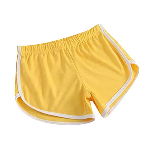 KOG Sport Shorts Damen Locker Pyjamahose Kurz Schlafanzughose Kurz Angebote des Tages Heute Blitzangebote Sexy Yogahose Sporthose Elegant Yoga Shorts Baumwolle Gutscheine Gelb XXL von KOG