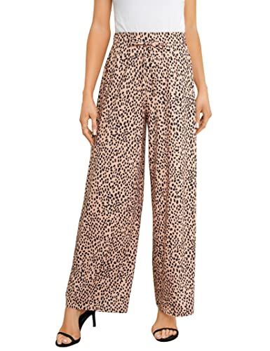 KOJOOIN Damen Casual Yoga Weites Bein Hose Lose Bequeme Sweatpants Kordelzug Palazzo Lounge mit Taschen, Schwarze Punkte, Mittel von KOJOOIN