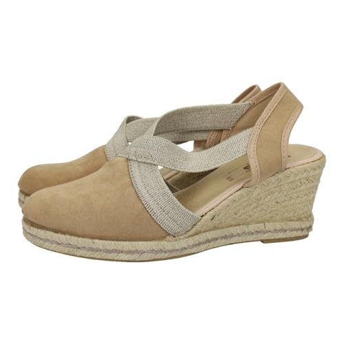 KOKIS 35360 Espadrilles für Damen, braun, mit Keilabsatz und elatisch, hergestellt in Spanien, mit elastischem Band für Damen, Espadrilles, Rostbraun, 35 EU von KOKI'S