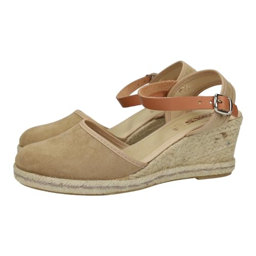 KOKIS 3560 Sandalen aus Wildleder für Mädchen, braun, vielseitiges Design, Keilabsatz und geschlossene Zehenpartie, hergestellt in Spanien für Damen, Espadrilles, Rostbraun, 39 EU von KOKI'S