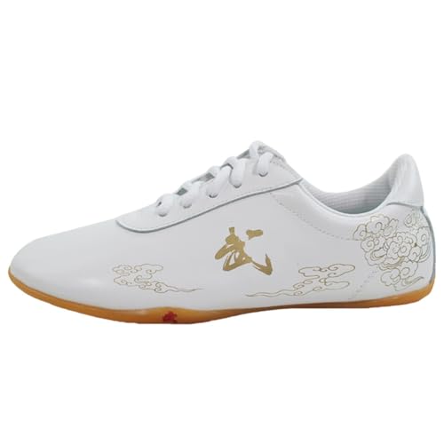 KONJACLY Leder Tai Chi Kung Fu Schuhe, Atmungsaktive Kampfkunst Schuhe Unisex Wushu Shaolin Wing Chun Trainingsschuhe Für Männer Frauen,Weiß,40 EU von KONJACLY