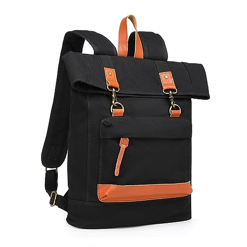 KONO Canvas-Rucksack, große Kapazität, lässiger College-Tagesrucksack für Damen und Herren, Anti-Diebstahl-Laptop-Tasche, passend für bis zu 39,6 cm, leichte Schultasche für Reisen, Arbeit, Einkaufen von KONO