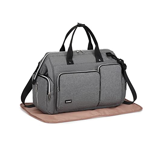 KONO Wickeltasche, Wickeltaschen mit Wickelauflage für Mama und Papa, Baby Reisetasche Messenger Tasche (Grau) von KONO