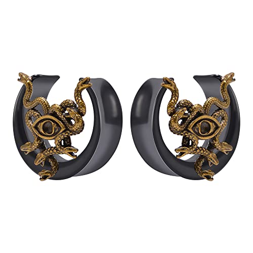 KOOBODY 2 STÜCKE Öffnungssattel Tunnel Plugs Upgrade Schafkopf Aufhänger Punk Retro Gothic Sarg Gestreckte Ohren Gauges Für Damen Herren Gauge 0 g bis 1 Zoll von KOOBODY