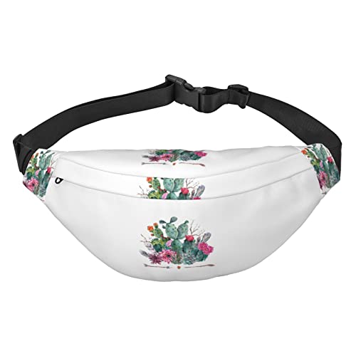 Chic Exotic Cactus Arrow Pattern Printed Casual Crossbody Fanny Pack Herren und Damen 3 Zipper Interlayer Adjustable Belt Running Outdoor Travel Essentials, Schwarz, Einheitsgröße von KOOLR