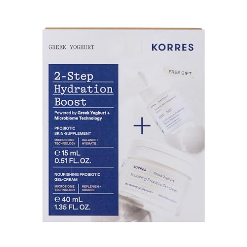 KORRES GREEK YOGHURT Set 2-Step Boost für Feuchtigkeit, Vorteilsset für Frauen und Männer aus Gesichtscreme 40 ml und Serum 15 ml, beruhigt sensible Haut von KORRES