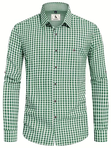 KOSMEEU Trachtenhemd Herren Oktoberfest Hemd Outfit Tracht Kariertes Hemd Grün Trachtenhemden Kurzarm Freizeithemd Langarm Karohemd Baumwolle 5XL KOSMEEU Trachtenhemd Herren Oktoberfest Hemd Outfit Tracht Kariertes Hemd Grün Trachtenhemden Kurzarm Freizeithemd Langarm Karohemd Baumwolle 5XL von KOSMEEU