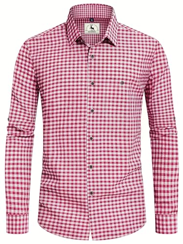 KOSMEEU Trachtenhemd Herren Oktoberfest Hemd Outfit Tracht Kariertes Hemd Rot Trachtenhemden Kurzarm Freizeithemd Langarm Karohemd Baumwolle 5XL KOSMEEU Trachtenhemd Herren Oktoberfest Hemd Outfit Tracht Kariertes Hemd Rot Trachtenhemden Kurzarm Freizeithemd Langarm Karohemd Baumwolle 5XL von KOSMEEU