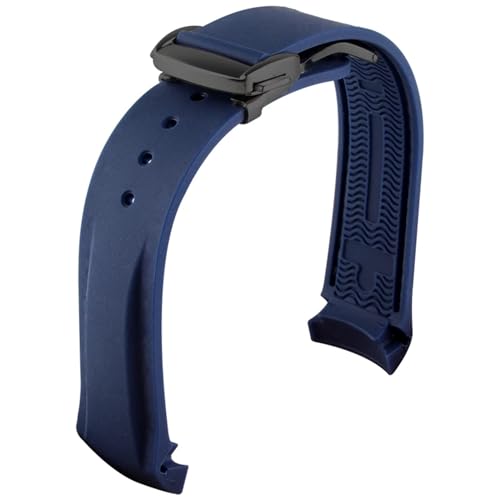 KOSSMA Gummi-Uhrenarmband für Omega Seamaster Uhrenarmbänder mit Faltschnalle, 20 mm / 22 mm, gebogenes Ende, Silikon-Armbänder, 20 mm, Achat von KOSSMA