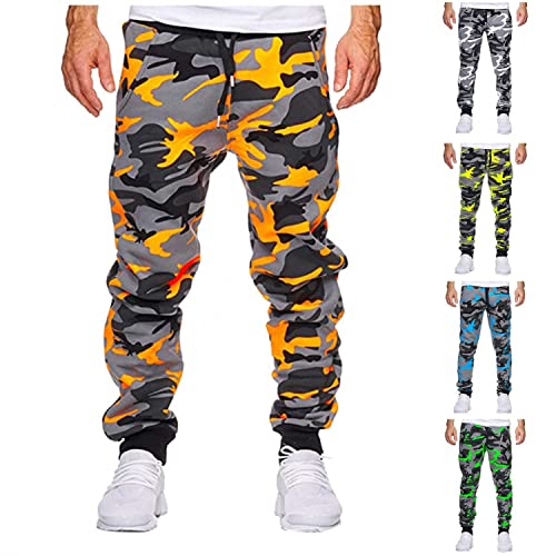 KOUYA Herren Camouflage Cargo Hose Jogginghose Trainingshose Sporthose Jogging Fitness Fitnesshose Sweatpants Einfarbig Jogger Männer Hosen von KOUYA