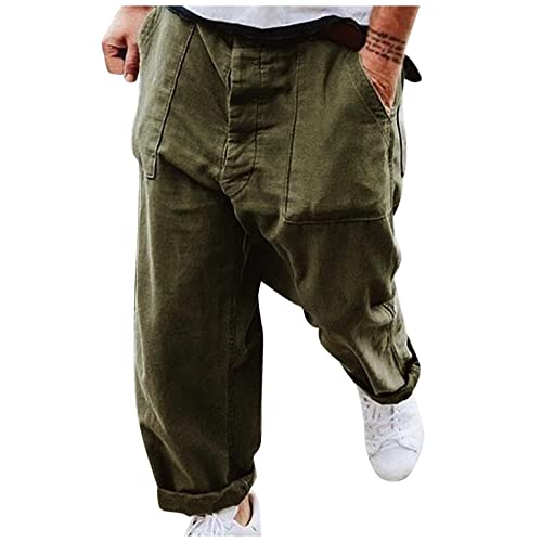 KOUYA Herren Cargo Hose Lose Retro Street Style Einfarbige Plus Size Hosen von KOUYA