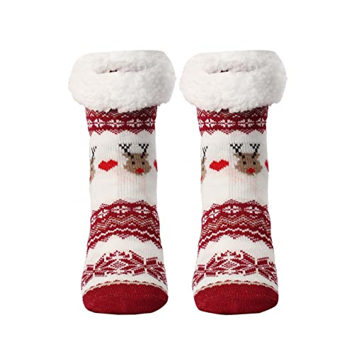 KOUYA Weihnachts Geschenke Kuschelsocken Winter Superweiche Warme Fuzzy Anker Damen Slipper Socken Damen Kuschelig Haussocken Damen mit Teddyfutter und Anti Rutsch Noppen von KOUYA