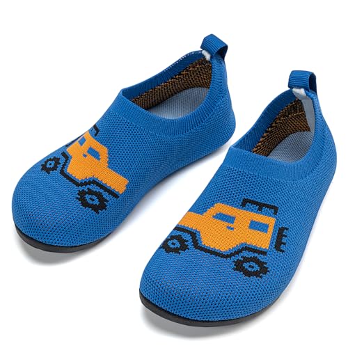 KOWAYI Kinder Jungen Barfuß Hausschuhe, Mädchen Weiche Barfussschuhe, Leichte Badeschuhe, Süße Baby Lauflernschuhe-JPC-BLAN-34 von KOWAYI