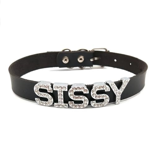 Modische Schwarze O-Ring-Halskette Für Männer Und Frauen, Punk-Gothic-Buchstaben-Lederhalsband, Diy-Strass-Buchstaben-Halsband, Cosplay-Schmuck, Geschenke Für Freund/Freundin, Schwarz, Einheitsgr von KQISAN