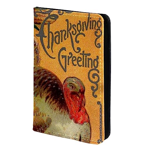 KQNZT Impfpasshülle Kartenetui Lederschutzhülle Reisebrieftasche,Thanksgiving Türkei Retro Stil von KQNZT