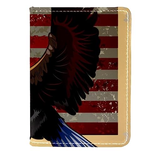 KQNZT Impfpasshülle Kartenetui Lederschutzhülle Reisebrieftasche,Vintage Eagle USA Flagge von KQNZT