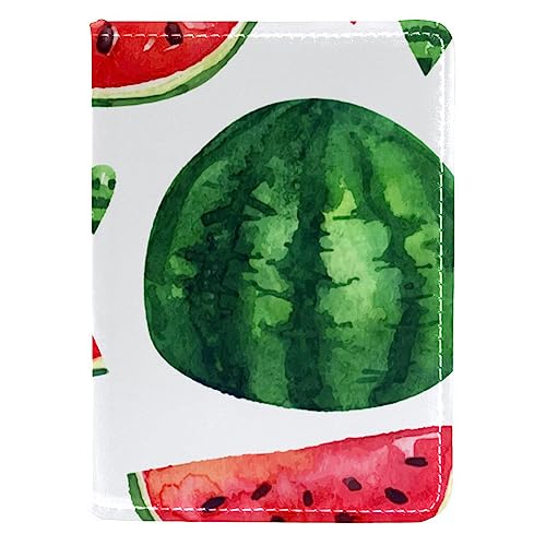 KQNZT Passhülle, Passhülle Kartenfächer, niedliche Passhülle für Damen Herren,Aquarell Frucht Wassermelone reizendes Herz von KQNZT