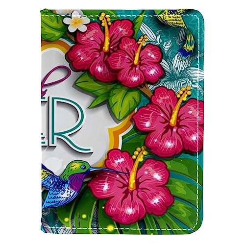 KQNZT Reisepasshülle Brieftasche PU-Leder Kartenetui Reisezubehör für Damen Herren,Tropischer Dschungel Blumen Sommer von KQNZT