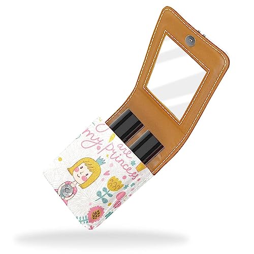 Make-up-Lippenstift-Etui für den Außenbereich, Mini-Tasche, Reise-Kosmetiktasche,Mädchen reizende Karikatur Prinzessin von KQNZT