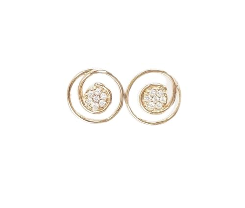 Golden Spiral Earrings, Genuine 18K Gold Plated, white Sparkling Cz stones, Coil Design Stud Earrings, Modern Swirl Loop Design Jewelry. (Make your choice :: SET + Chain 40cm, Gift Wrapping: Free) von KRAMIKE