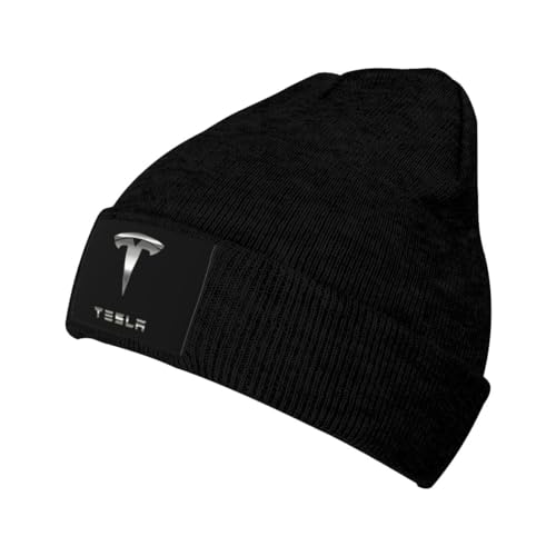 Gestrickte Mützen für Tesla, Beanie-Mütze für Männer und Frauen, Auto-Logo, Klassische Wintermützen, Vintage, Einfarbig, Gestrickte Beanies mit Bündchen, Zubehör,A von KRHINO