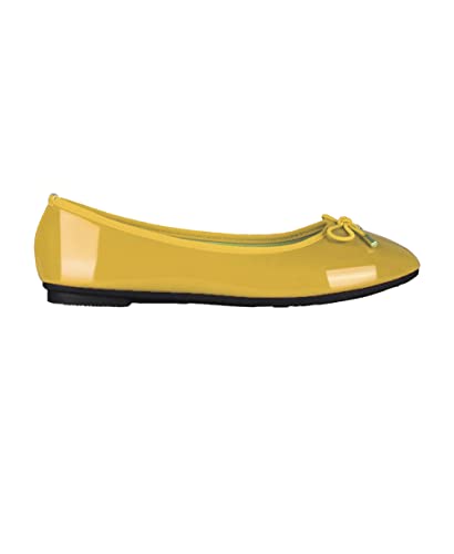 KRISP Damen Klasssische Ballerinas Lack Balerinaschuhe Flach Damenschuhe;Gelb;36;3701-YEL-3 von KRISP