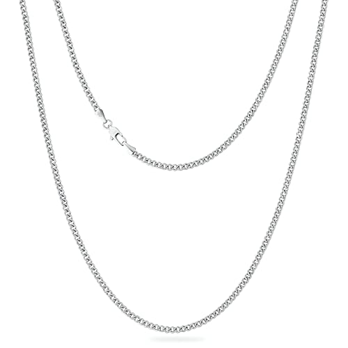 KRKC&CO 3mm Kette Damen, Herren Edelstahl Panzerkette mit Diamantschliff, Silbrig Cuban Link Chains Silberkette, Geschenke für Frauen Mädchen Männer Jungs, [Länge 61cm] von KRKC & CO keep real keep champion