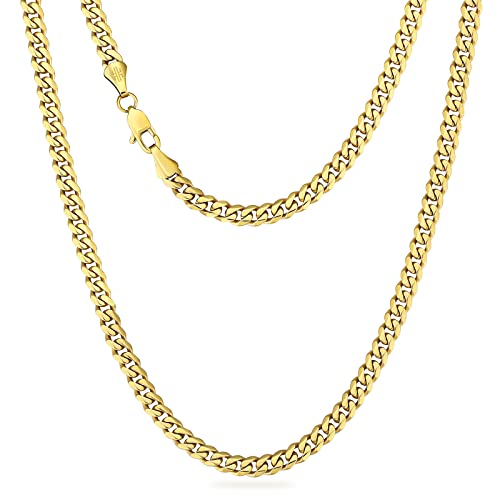 KRKC&CO 6mm Kette Herren, Herren Edelstahl Panzerkette mit Diamantschliff, 14K Gold Vergoldet Cuban Link Chains Goldkette, Geschenke für Damen Mädchen Männer Jungs, [Länge 50,8cm] von KRKC & CO keep real keep champion